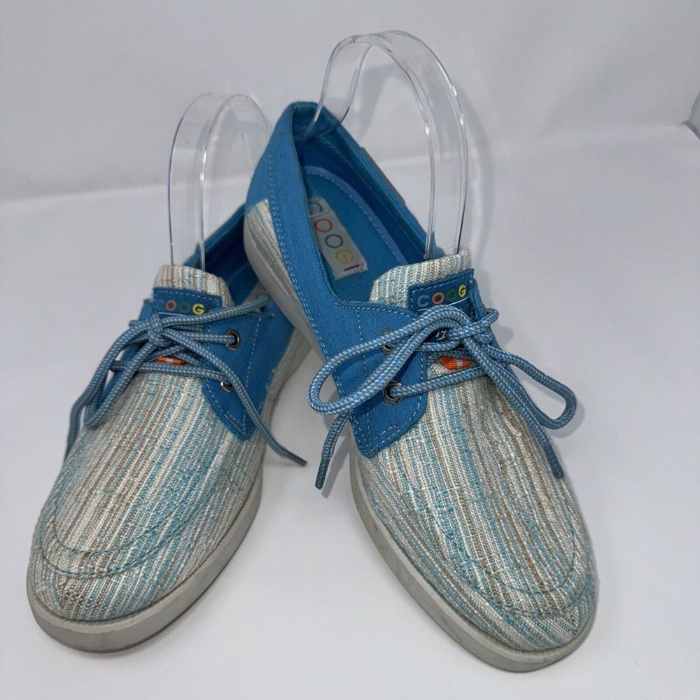 COOGI Deck Shoes Tweed Blue Women 9 CW1375 Canvas Lace Up Coogi Australia‎